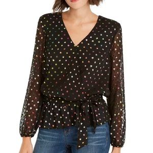 INC Blouse with Extended Adjustable Waist Tie